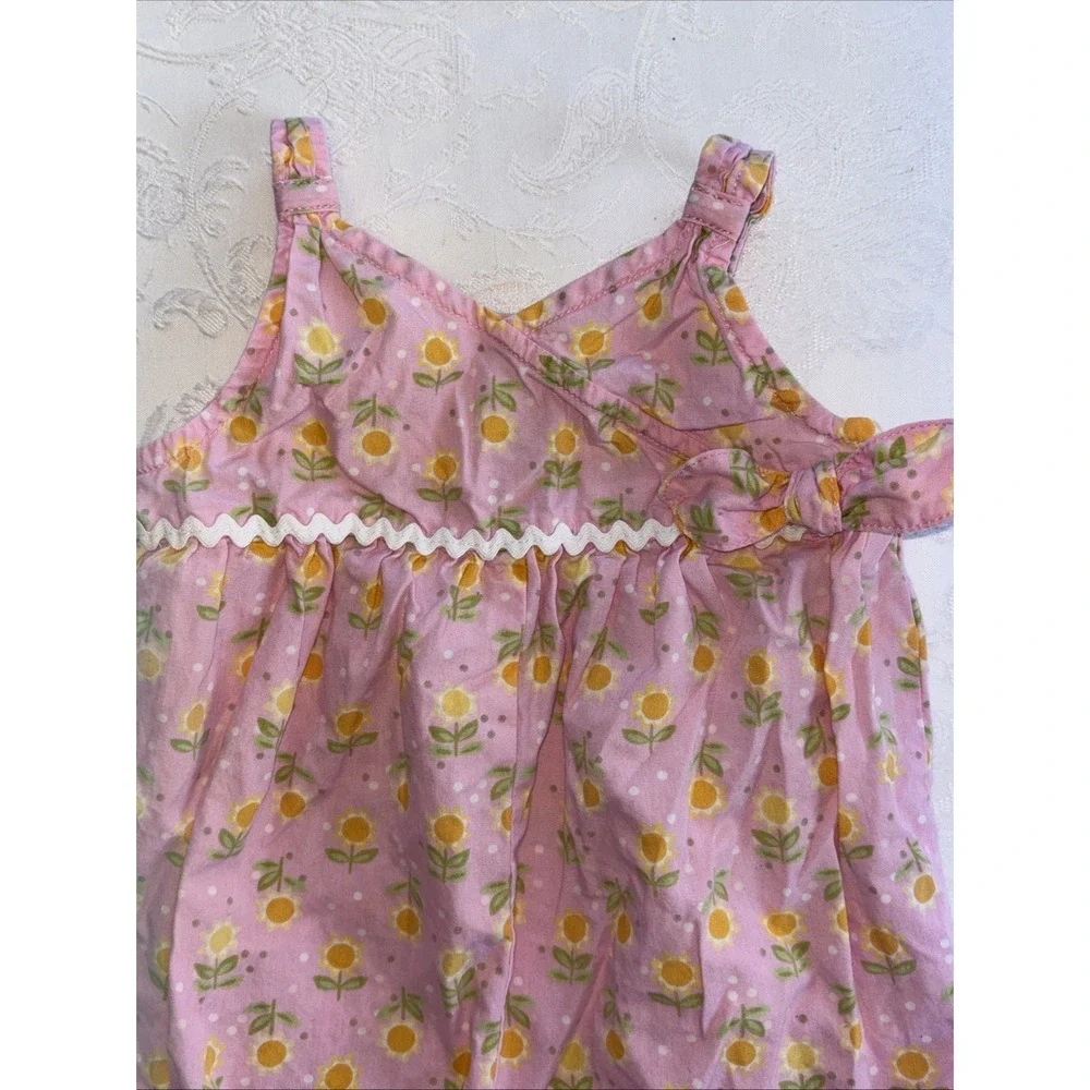 Vintage Y2K Gymboree Romper Embroidered Flowers Bubble Outfit‎ Halter 6-12  2006